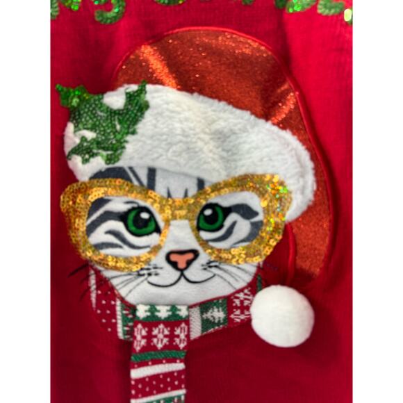 Celebrate Together Ugly Cute Christmas sweater - Meowy Christmas Kitty Size L - Picture 3 of 8